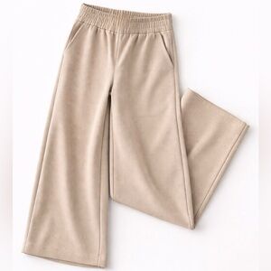 Danskin Scuba Rib Gaucho Pants XS Beige Cropped Wide Leg Lounge NWT